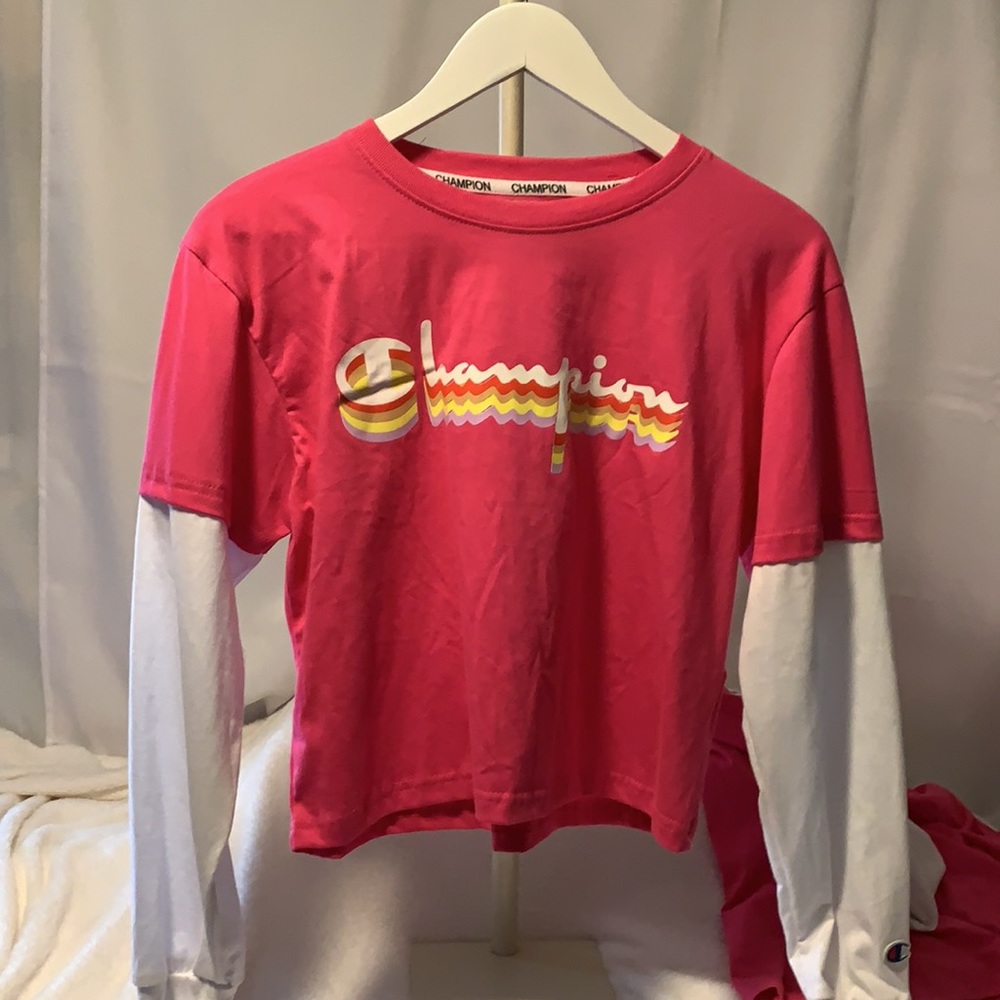 🆕 Champion “Peony Parade Pink” LS Crop Tops - Picture 11 of 16